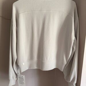 lululemon athletica Perfectly Oversized Ribbed Crop Crew in Bone (Off-White)